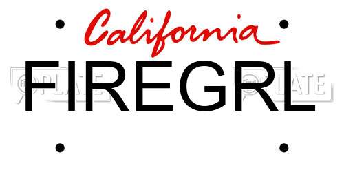 FIREGRL California License Plate