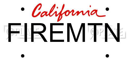 FIREMTN California License Plate