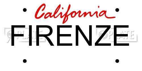 FIRENZE California License Plate