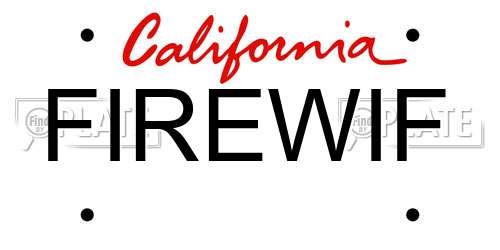 FIREWIF California License Plate