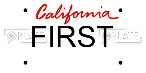 FIRST California License Plate
