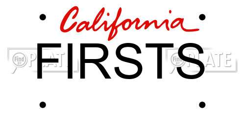 FIRSTS California License Plate