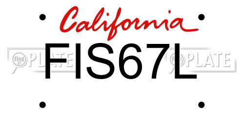 FIS67L California License Plate