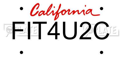 FIT4U2C California License Plate