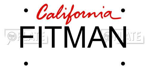 FITMAN California License Plate