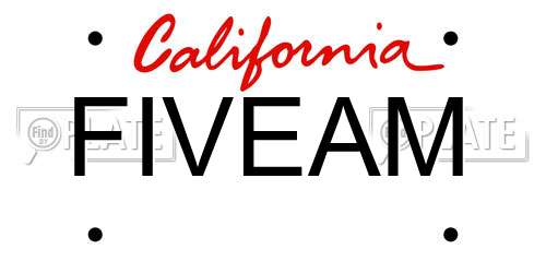 FIVEAM California License Plate