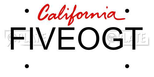 FIVEOGT California License Plate