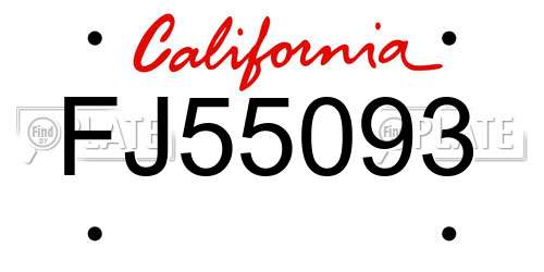 FJ55093 California License Plate
