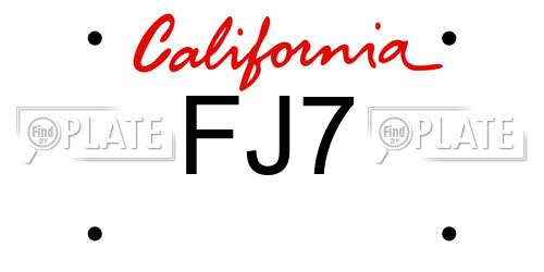 FJ7 California License Plate