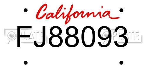 FJ88093 California License Plate