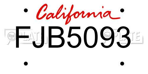 FJB5093 California License Plate