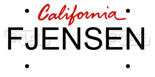 FJENSEN California License Plate