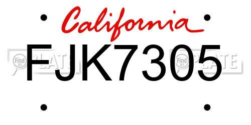 FJK7305 California License Plate