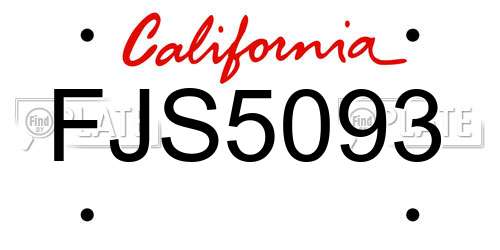 FJS5093 California License Plate