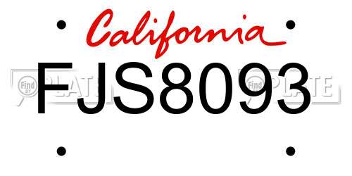 FJS8093 California License Plate