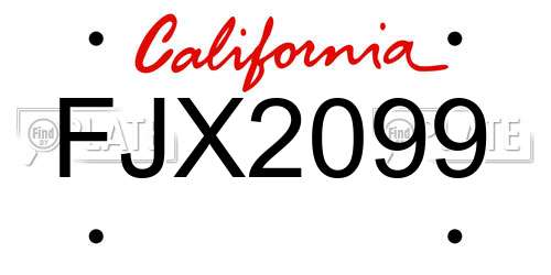 FJX2099 California License Plate