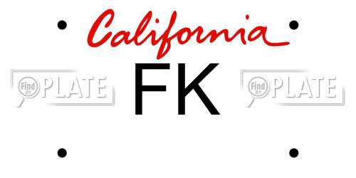 FK California License Plate