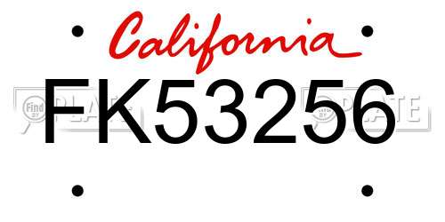 FK53256 California License Plate