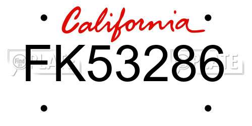 FK53286 California License Plate