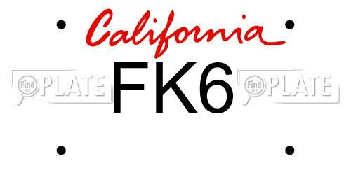 FK6 California License Plate