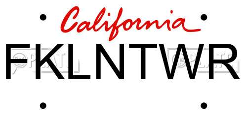 FKLNTWR California License Plate