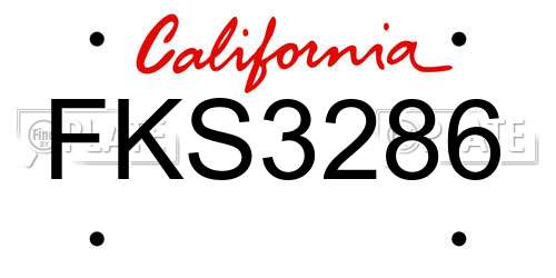 FKS3286 California License Plate