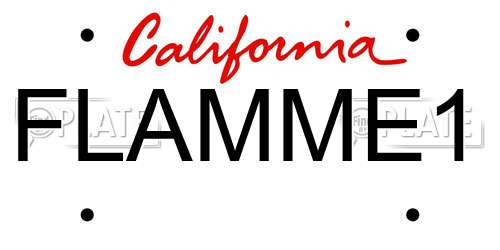 FLAMME1 California License Plate