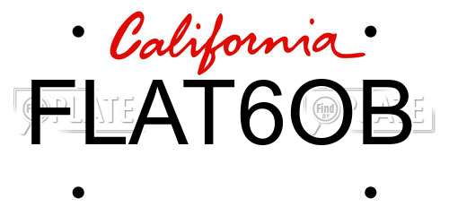FLAT6OB California License Plate