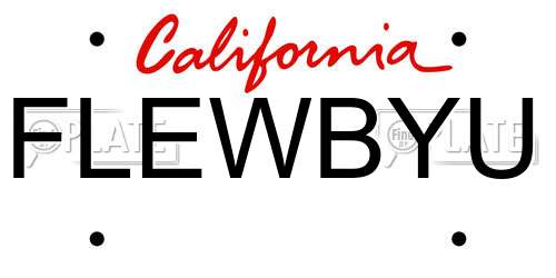 FLEWBYU California License Plate