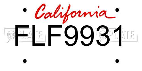 FLF9931 California License Plate