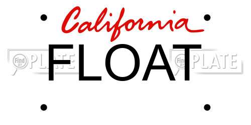 FLOAT California License Plate