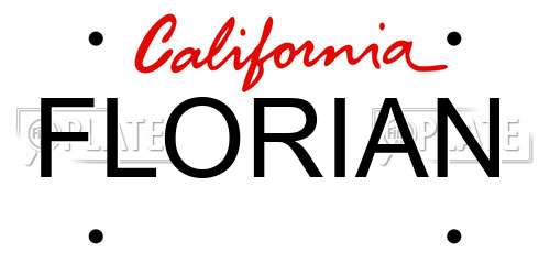 FLORIAN California License Plate