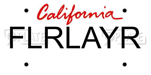 FLRLAYR California License Plate