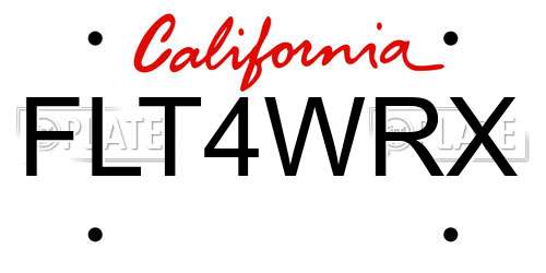 FLT4WRX California License Plate
