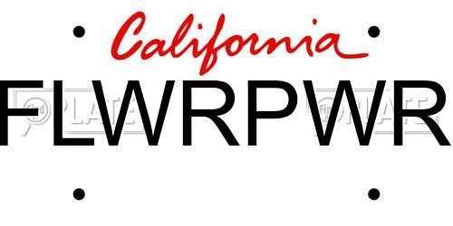FLWRPWR California License Plate