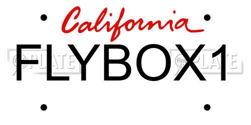 FLYBOX1 California License Plate