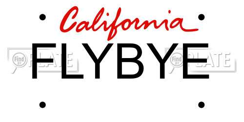 FLYBYE California License Plate