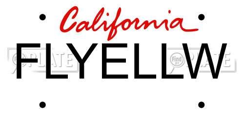 FLYELLW California License Plate