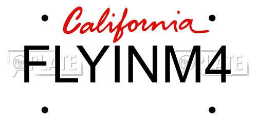 FLYINM4 California License Plate