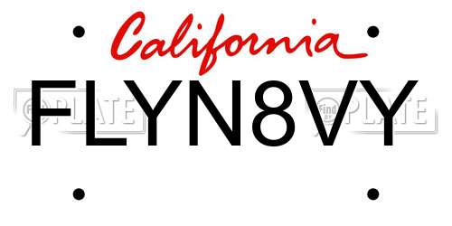 FLYN8VY California License Plate