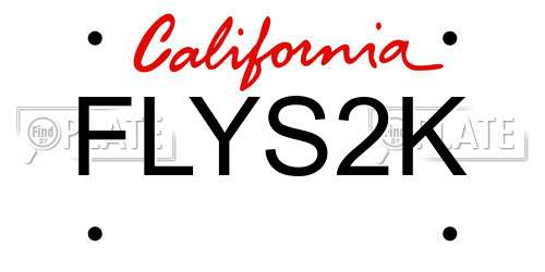 FLYS2K California License Plate