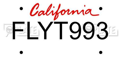 FLYT993 California License Plate