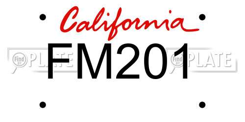 FM201 California License Plate