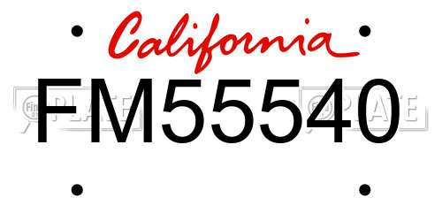 FM55540 California License Plate