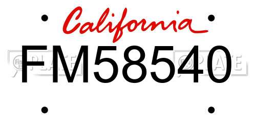 FM58540 California License Plate