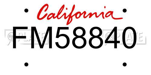 FM58840 California License Plate