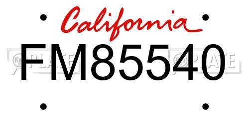 FM85540 California License Plate