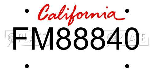 FM88840 California License Plate