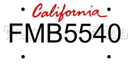 FMB5540 California License Plate