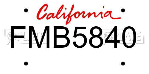 FMB5840 California License Plate